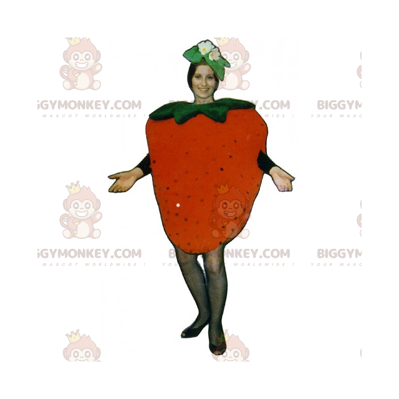 Traje de mascote de morango com flores BIGGYMONKEY™ –