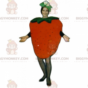 Traje de mascote de morango com flores BIGGYMONKEY™ –