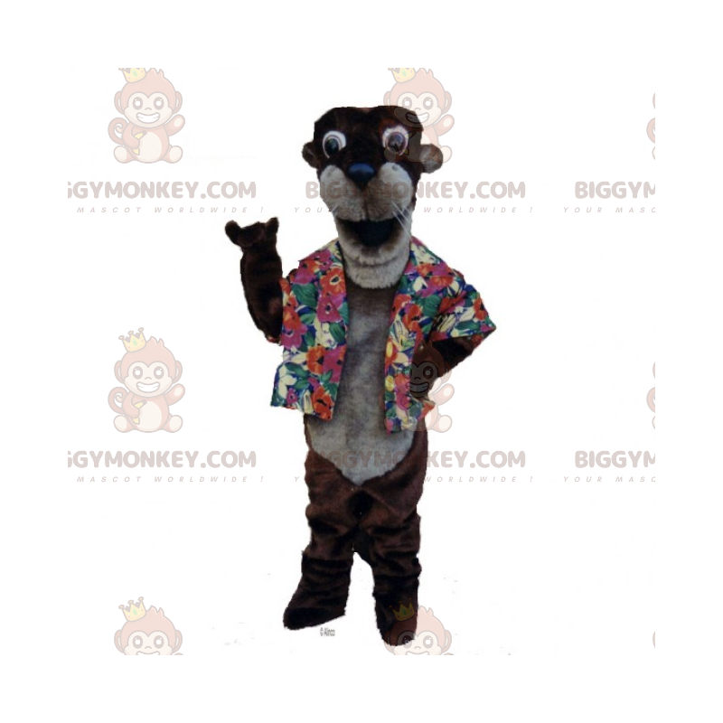 Costume de mascotte BIGGYMONKEY™ de furet avec veste a fleurs -