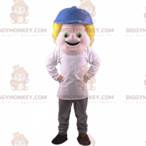 BIGGYMONKEY™-mascottekostuum voor jongens met blauwe pet -