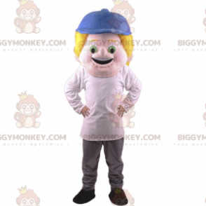 Chlapecký kostým maskota BIGGYMONKEY™ s modrou čepicí –