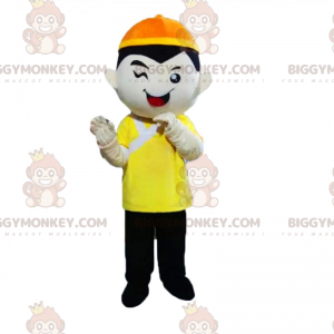 Traje de mascote de menino e piscadela BIGGYMONKEY™ –