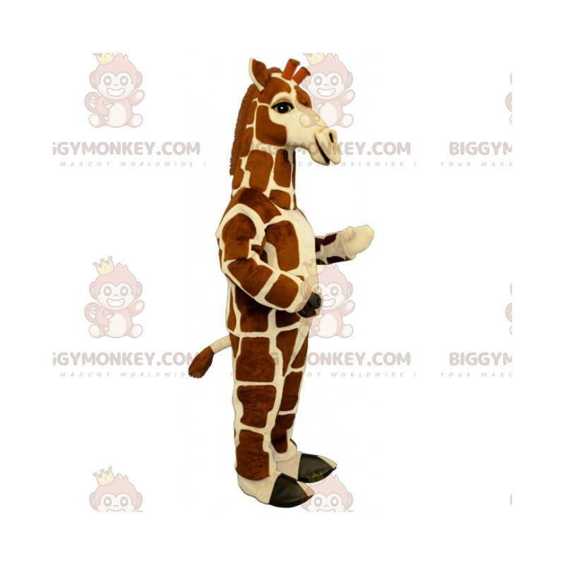 Traje de mascote de girafa malhada quadrada BIGGYMONKEY™ –