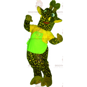 Costume de mascotte BIGGYMONKEY™ de girafe verte avec teeshirt