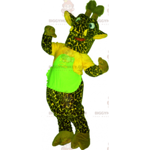 Traje de mascote de girafa verde BIGGYMONKEY™ com camiseta –