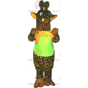 Costume de mascotte BIGGYMONKEY™ de girafe verte avec teeshirt