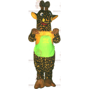 Disfraz de mascota de jirafa verde BIGGYMONKEY™ con camiseta -