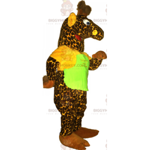 Costume de mascotte BIGGYMONKEY™ de girafe verte avec teeshirt