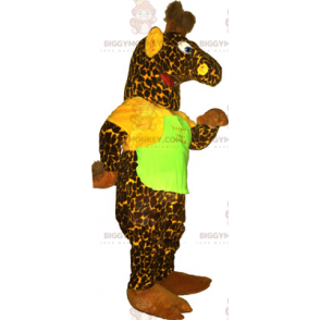 Costume de mascotte BIGGYMONKEY™ de girafe verte avec teeshirt