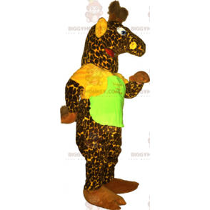 Grünes Giraffen-BIGGYMONKEY™-Maskottchen-Kostüm mit T-Shirt -