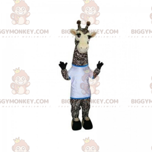 Giraffe BIGGYMONKEY™ maskotdräkt med vit t-shirt - BiggyMonkey