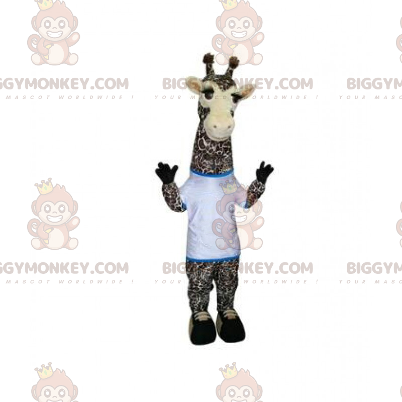 Giraffe BIGGYMONKEY™ mascottekostuum met wit T-shirt -