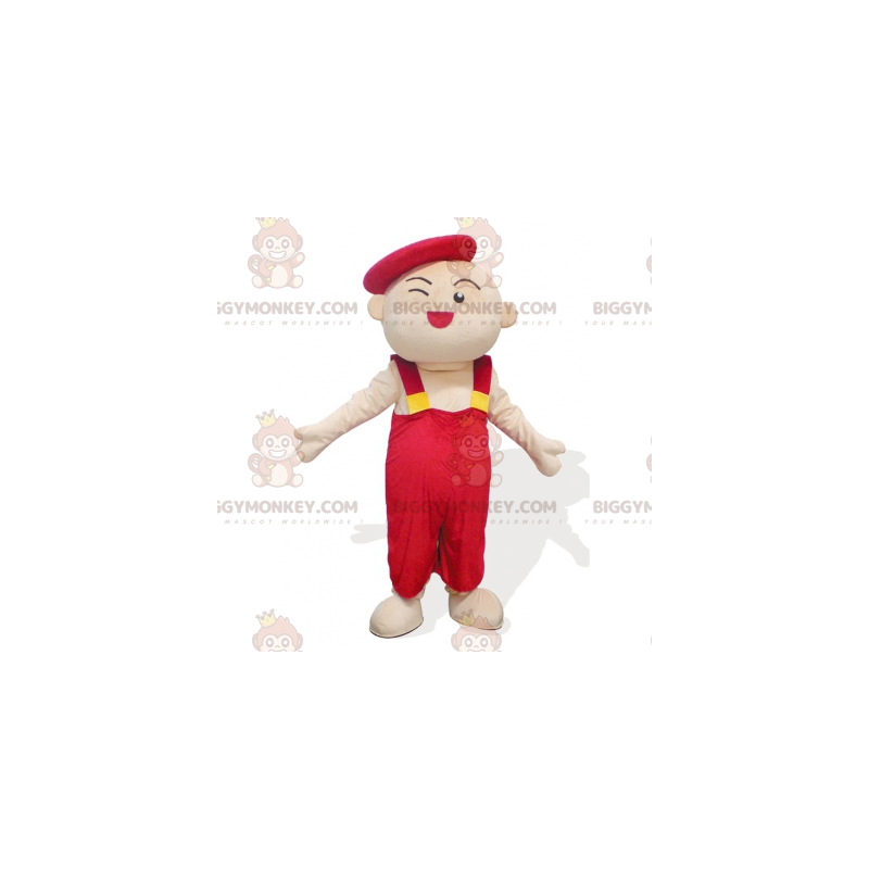 Costume da mascotte artista Kid Man BIGGYMONKEY™ in tuta rossa