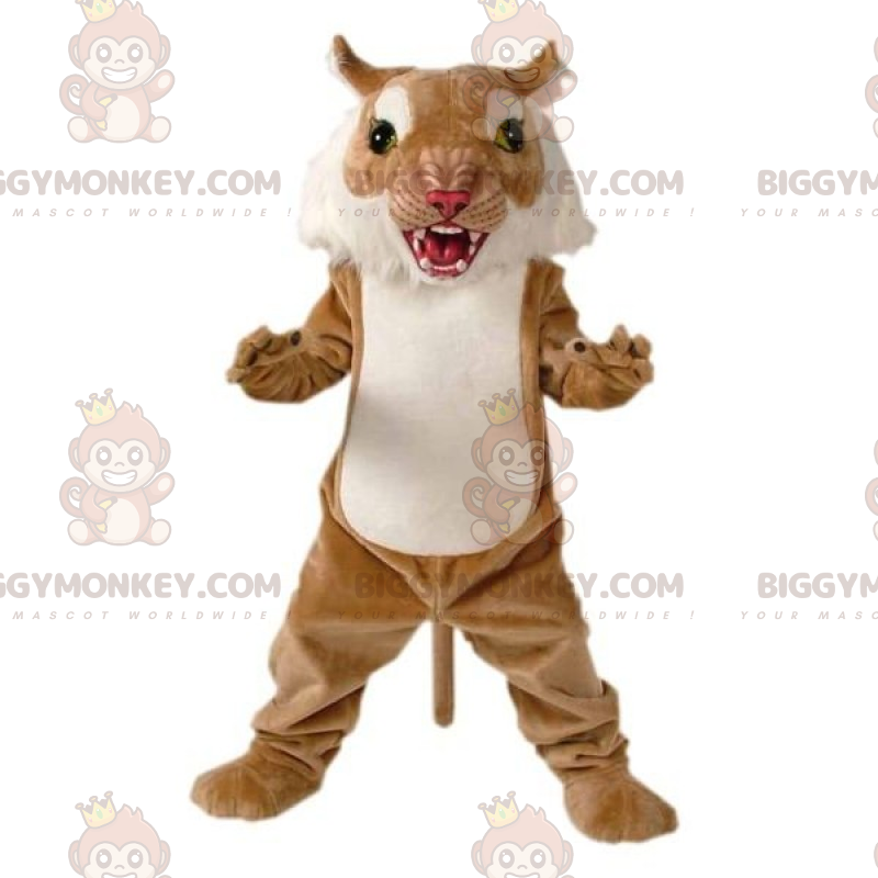 Costume de mascotte BIGGYMONKEY™ de grand chat marron et blanc