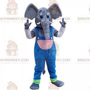 Big Elephant BIGGYMONKEY™ Mascot Costume with Overalls -