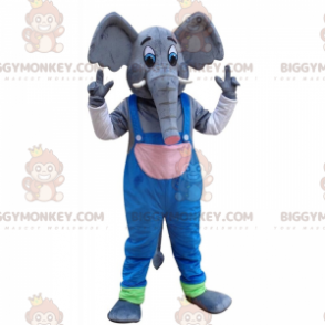 Big Elephant BIGGYMONKEY™ Mascot Costume with Overalls -