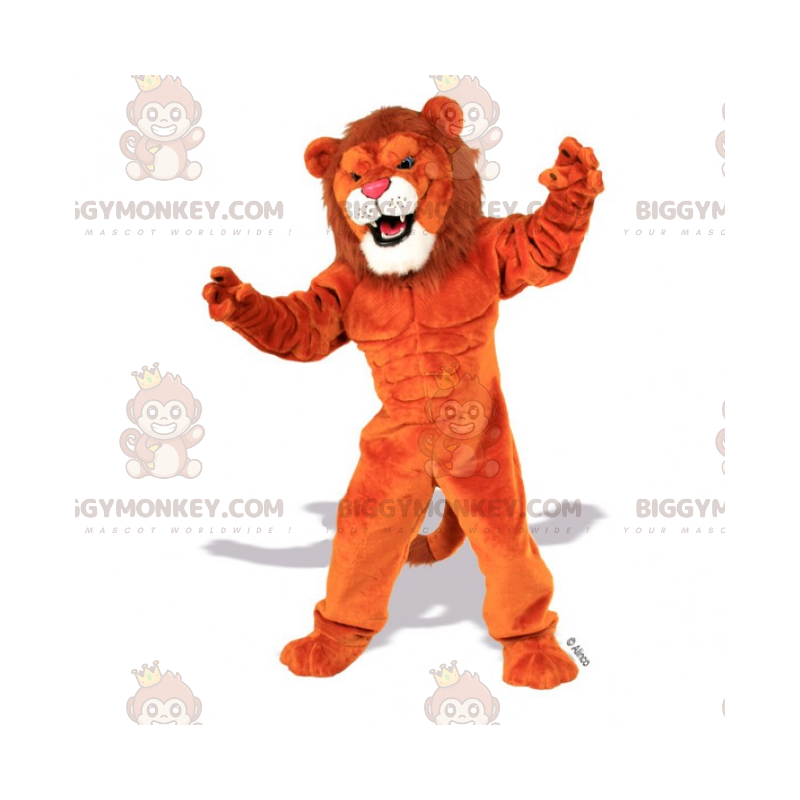 BIGGYMONKEY™ Grote leeuw met witte sik mascottekostuum -