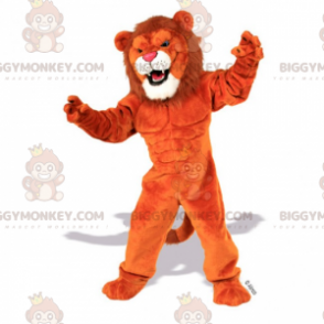 BIGGYMONKEY™ Grote leeuw met witte sik mascottekostuum -