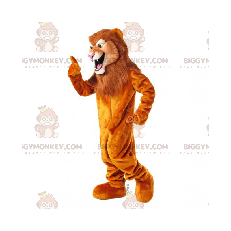 BIGGYMONKEY™ Big Lion Maskottchenkostüm mit langer Mähne -