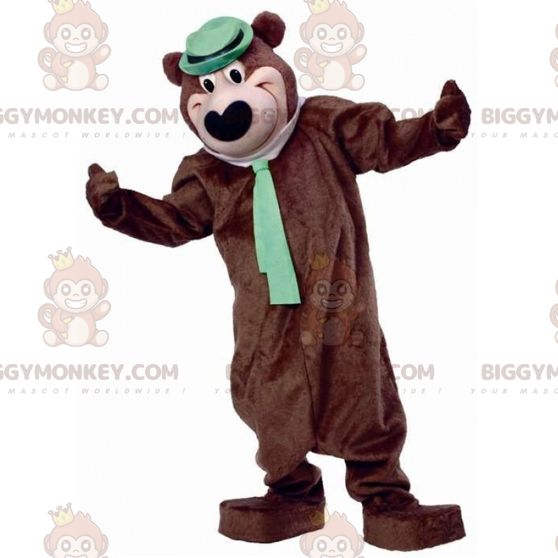 Big Bear BIGGYMONKEY™ mascottekostuum met stropdas en hoed -