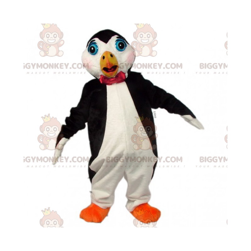 Disfraz de mascota de pingüino grande BIGGYMONKEY™ con pajarita