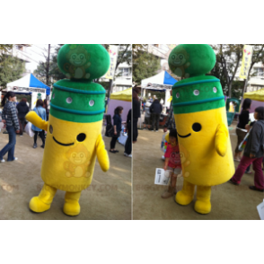 Costume de mascotte BIGGYMONKEY™ jaune et vert de poteau mignon