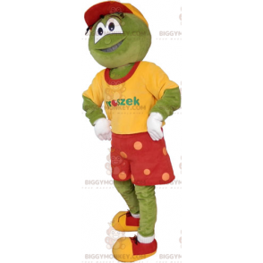 Frosch BIGGYMONKEY™ Maskottchenkostüm mit roten Shorts -