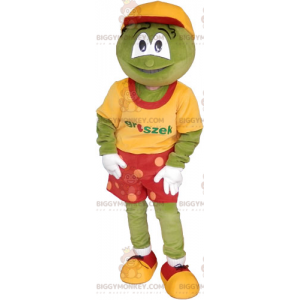 Frog BIGGYMONKEY™ maskotkostume med røde shorts -