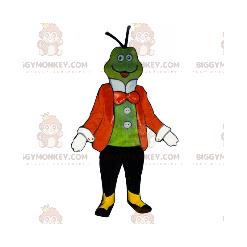 Frog BIGGYMONKEY™ Mascot Costume with Jacket and Bow Tie -