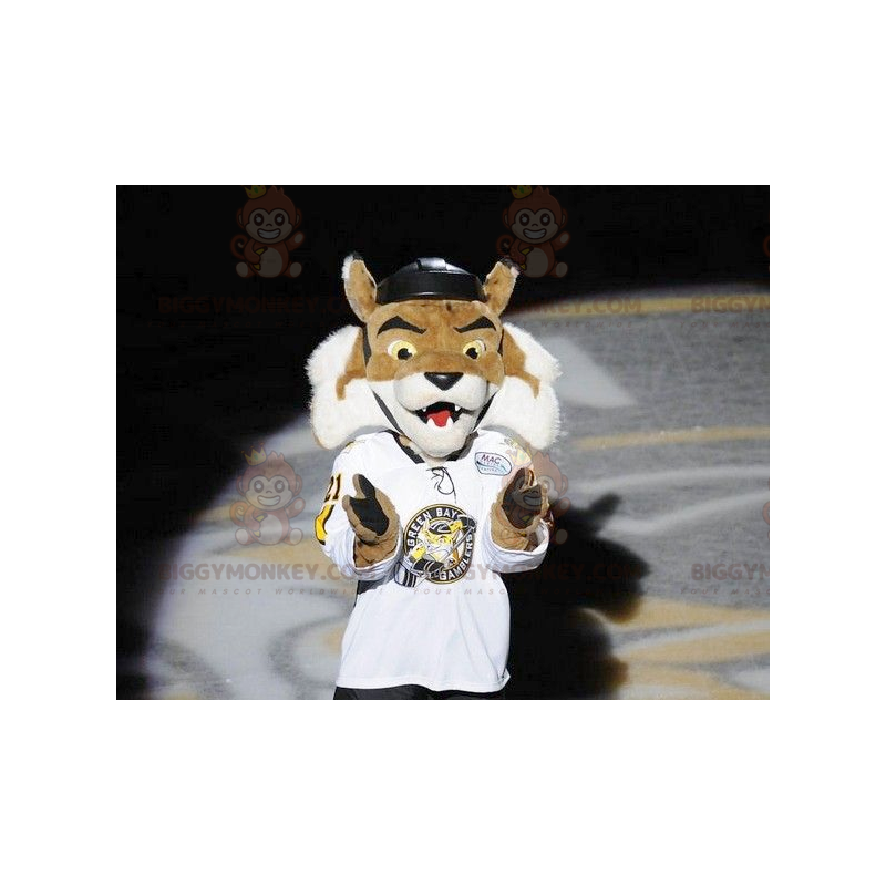 Brown and White Tiger BIGGYMONKEY™ Mascot Costume In Sportswear
