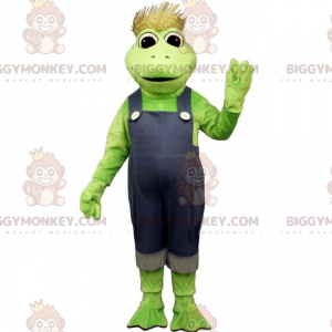 BIGGYMONKEY™ Frog Mascot Costume In Scarecrow Outfit -