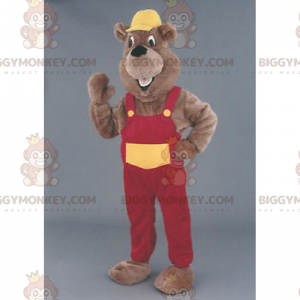 Hamster BIGGYMONKEY™ Mascot Costume with Cap and Overalls -