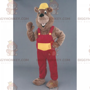 Hamster BIGGYMONKEY™ mascottekostuum met pet en overall -