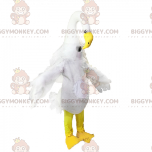 Costume de mascotte BIGGYMONKEY™ de héron blanc -
