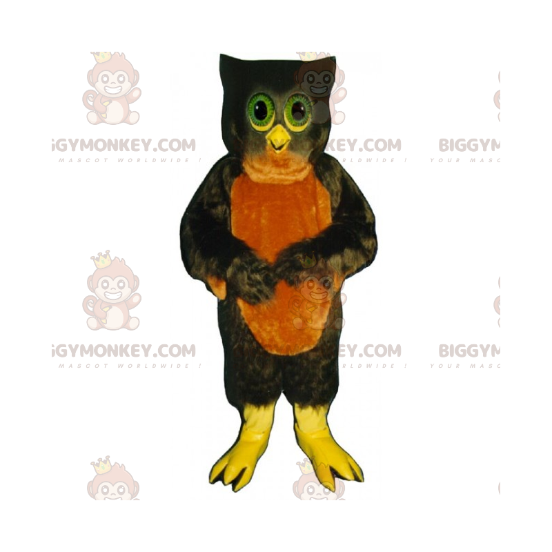Traje de mascote de corujas de olhos verdes BIGGYMONKEY™ –