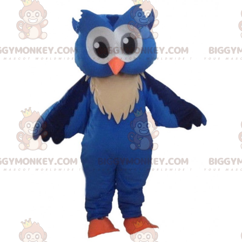 Disfraz de mascota BIGGYMONKEY™ de búhos azules de grandes ojos