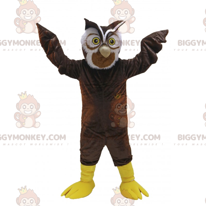 BIGGYMONKEY™ Gule øjne Brune ugler maskotkostume -