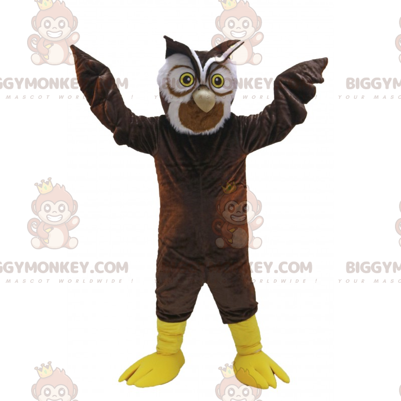 Kostým maskota BIGGYMONKEY™ Yellow Eyes Brown Owls –