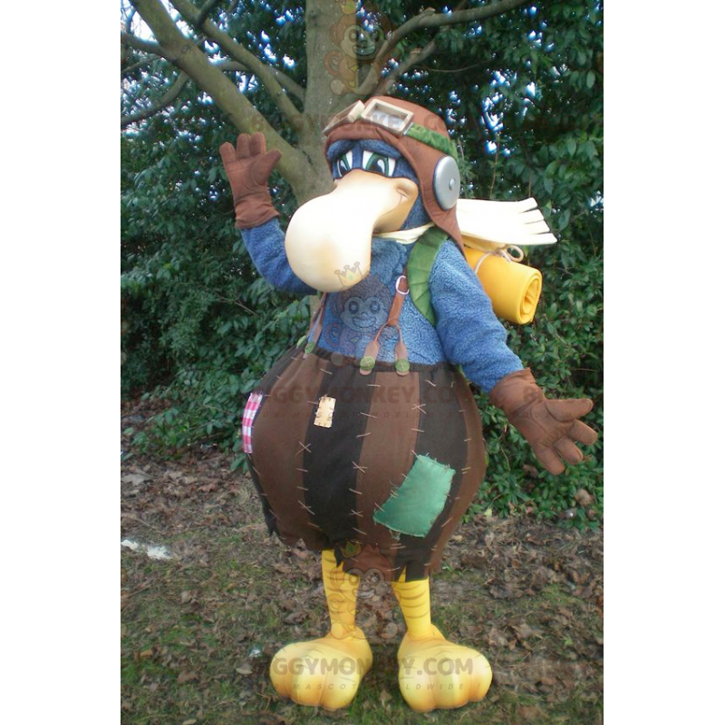 Big Blue Bird BIGGYMONKEY™ mascottekostuum verkleed als vlieger