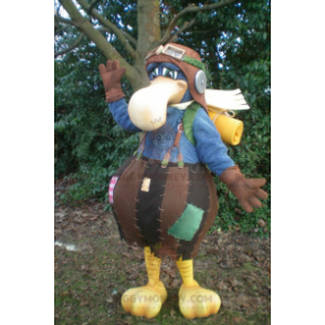 Big Blue Bird BIGGYMONKEY™ Mascot Costume Dressed as Aviator -