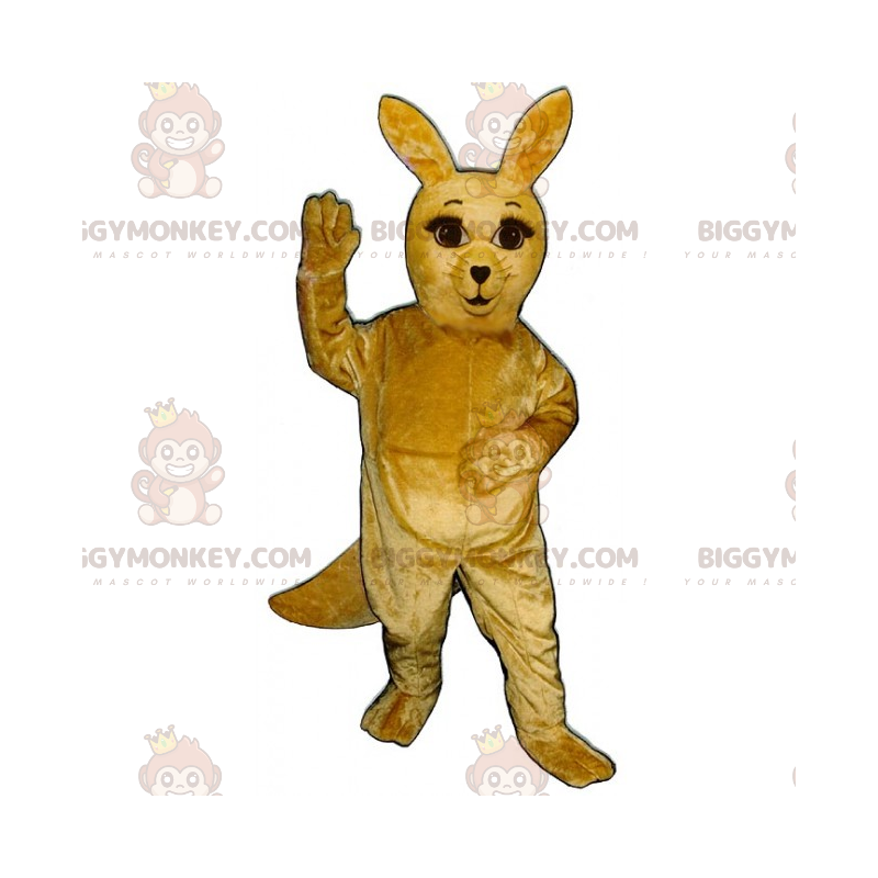 BIGGYMONKEY™ Costume mascotte canguro con ciglia Formato L (175-180 CM)