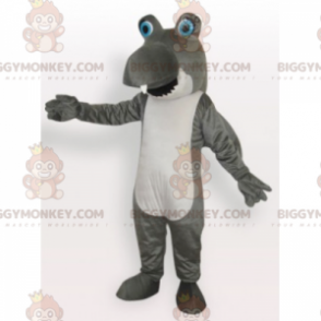 BIGGYMONKEY™ Lustiges grau-weißes Hai-Maskottchen-Kostüm -