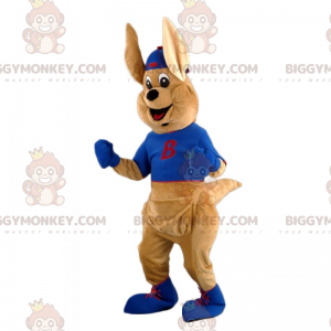 Kangoeroe BIGGYMONKEY™ mascottekostuum met T-shirt en pet -