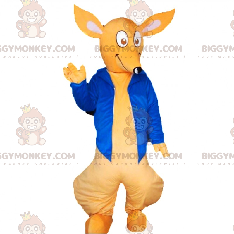 Kangaroo BIGGYMONKEY™ maskottiasu sinisellä takilla -