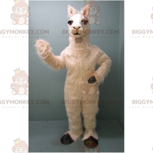 Costume de mascotte BIGGYMONKEY™ de lama blanc et pattes noires