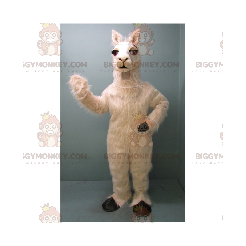 Witte lama en zwarte poten BIGGYMONKEY™ mascottekostuum -