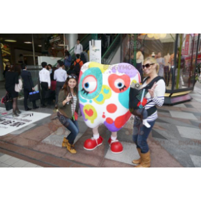 Giant White Tooth BIGGYMONKEY™ Mascot Costume Stained With