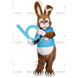 Κοστούμι μασκότ Blue Eyed Bunny BIGGYMONKEY™ με μπλουζάκι -