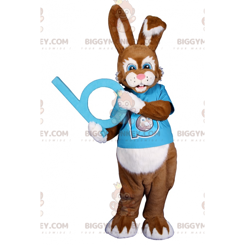 Costume de mascotte BIGGYMONKEY™ de lapin aux yeux bleus avec