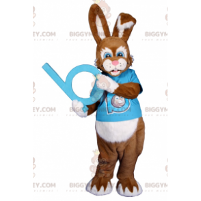 Κοστούμι μασκότ Blue Eyed Bunny BIGGYMONKEY™ με μπλουζάκι -